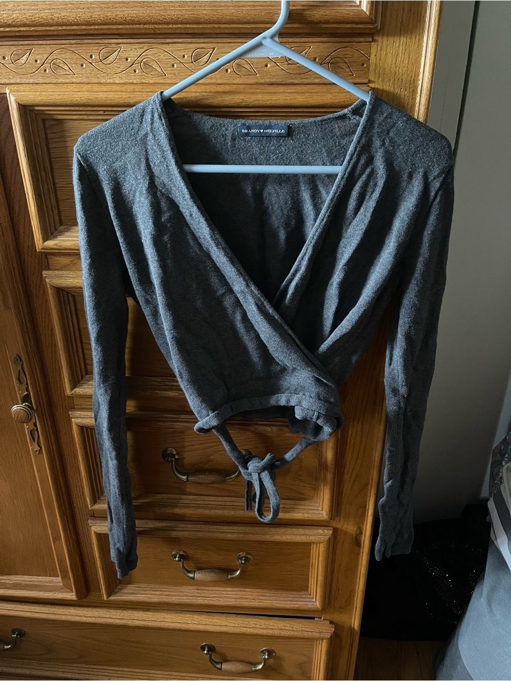Brandy Melville Gray Wrap Top